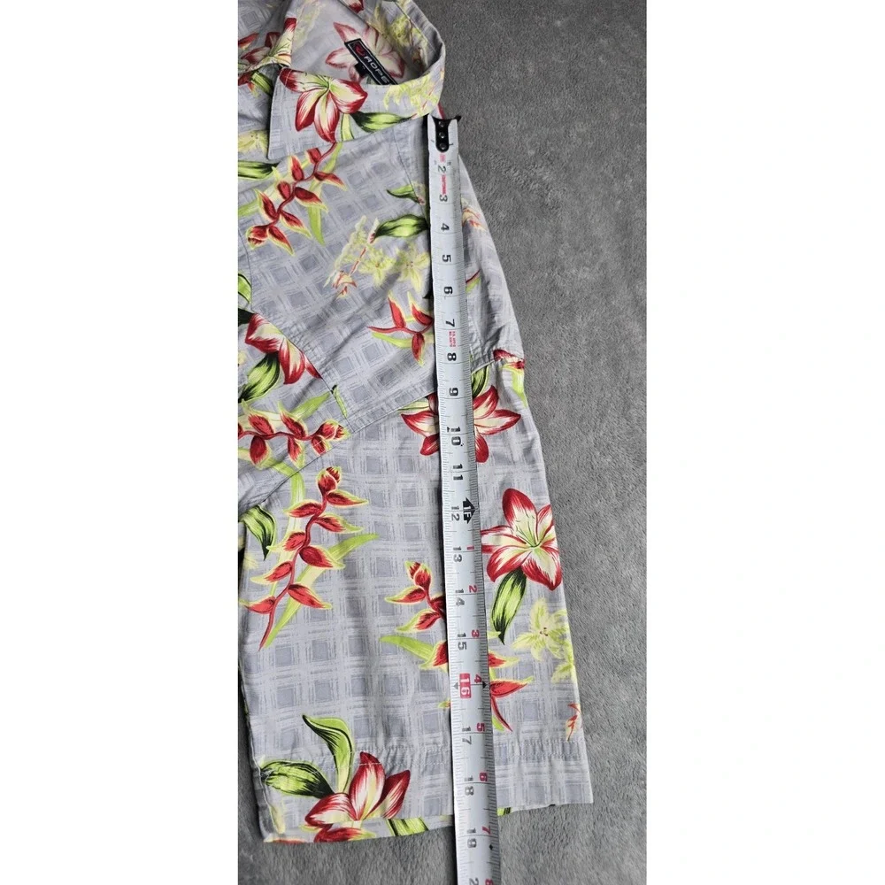 Roper Western Shirt Mens Medium Gray Floral Short Sleeve Hawiian Resort